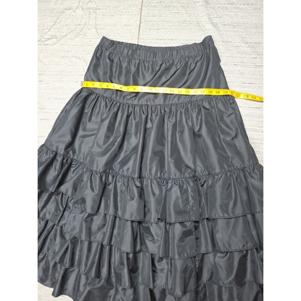 Regina Porter Black Tiered Ruffle  Midi Skirt Size  Large Party Preppy Neutral - Picture 8 of 13